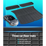 3PCS Car Rear Front Cargo Trunk Toolbox Luggage Rubber Mats for Tesla Model Y 2021-2023