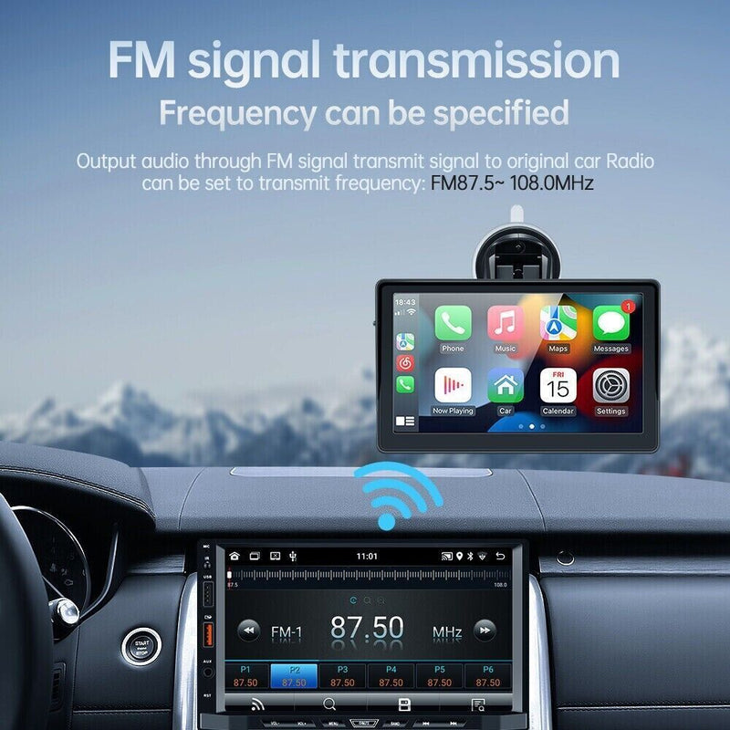 7 inch Portable Wireless Car Radio Auto Stereo Apple Carplay Android Bluetooth + Cam