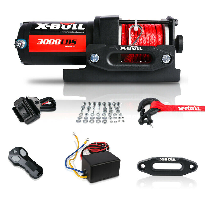 X-BULL Electric Winch 12V Wireless 3000lbs/1360kg Synthetic Rope BOAT ATV 4WD