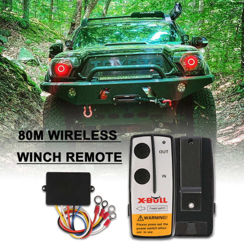 X-BULL Winch Solenoid Relay 12V 500A Winch Controller Twin Wireless Remote 4T Block Pulley