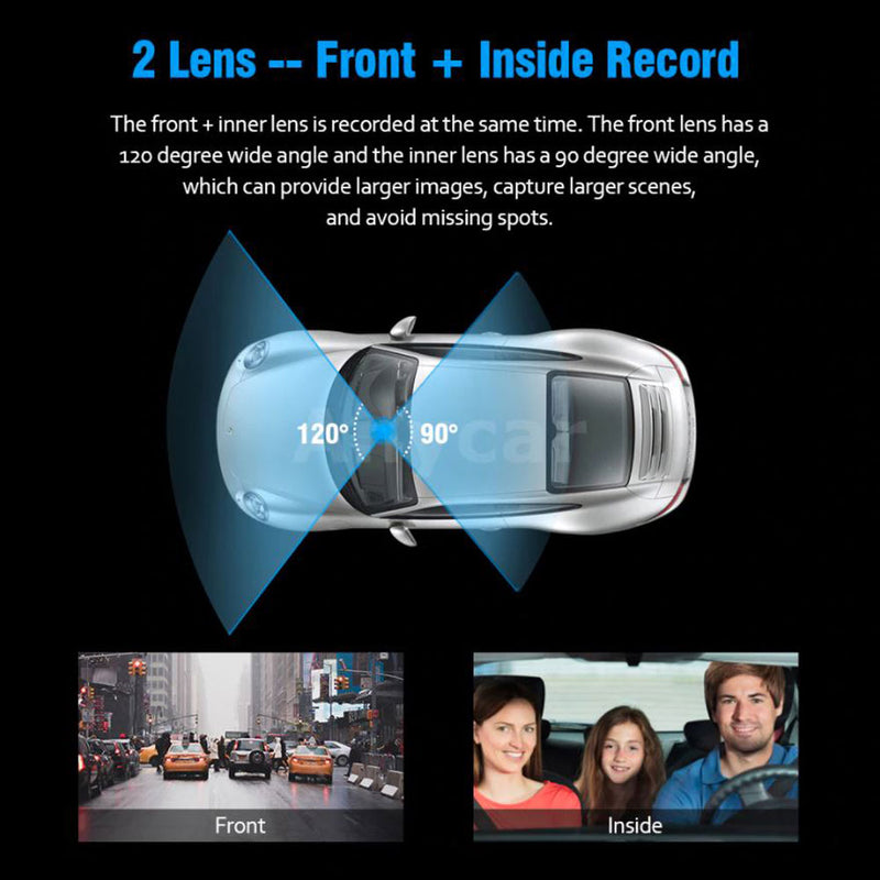 FHD Car DVR Camera DashCam Dash Cam Dual Record Hidden Recorder 1080P Parking Monitor