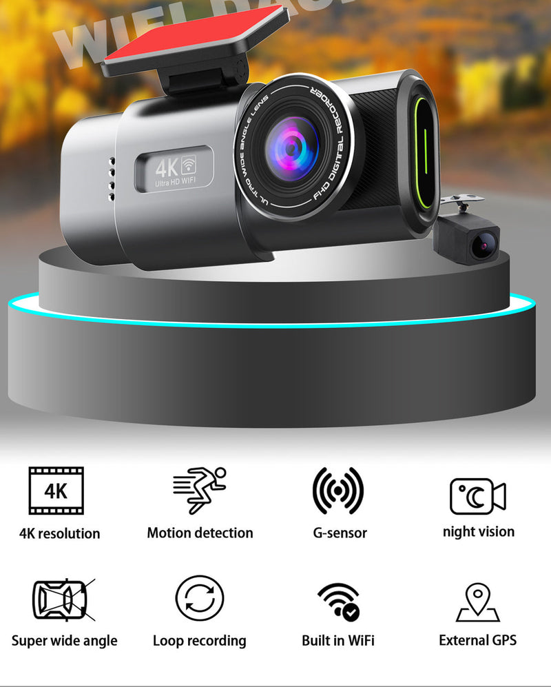 4K Dash Cam UHD 2160P WiFi Front Dashcam Night Vision Car Camera with 64GB Card