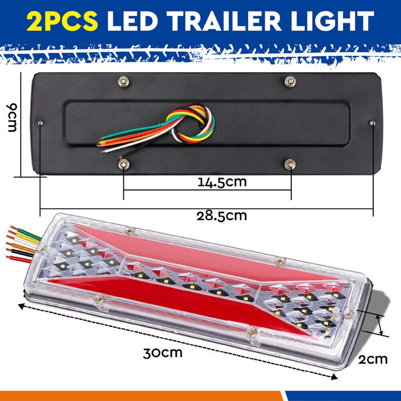 12V LED Trailer Tail Light Kit Pair Plug 7m 5 Core Wire 7 Pin Flat Plug Ute Set