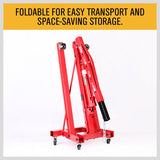 Engine Crane 2 Ton Hydraulic Hoist Folding Shop Mobile Lifter Workshop Lift