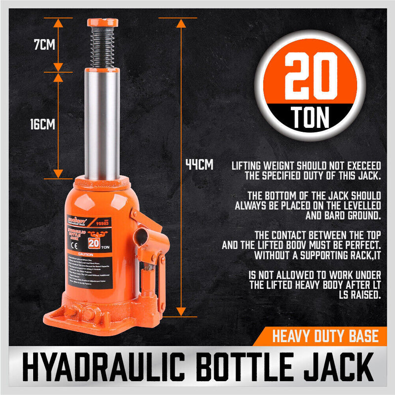 20 Ton (40000lb) Air Hydraulic Bottle Jack Pneumatic Heavy Duty Truck Repair