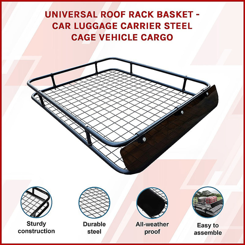 Universal Roof Rack Basket - Car Luggage Carrier Steel Cage Vehicle Cargo