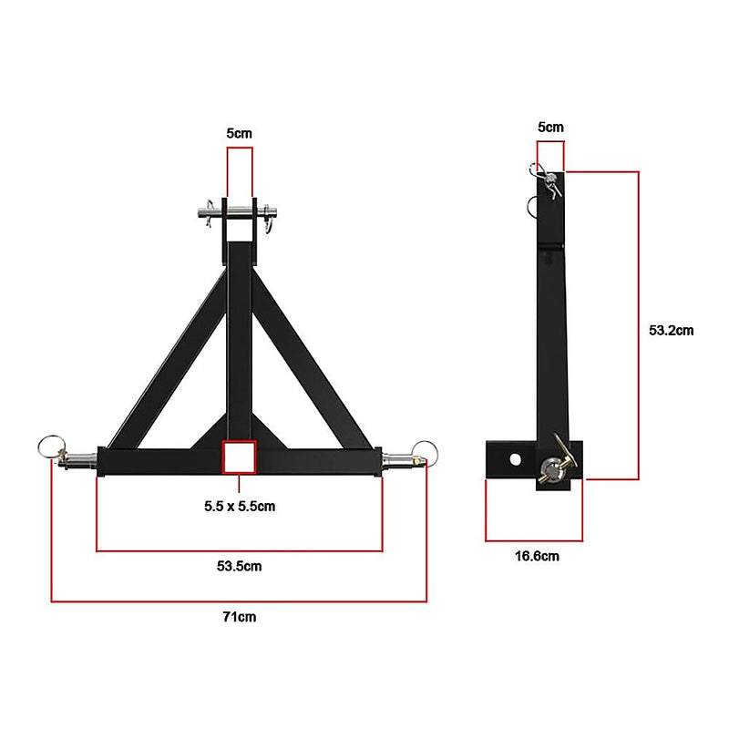 Heavy Duty Steel 3 Point 2" Trailer Hitch Receiver Tow Drawbar For Cat 1 Tractor