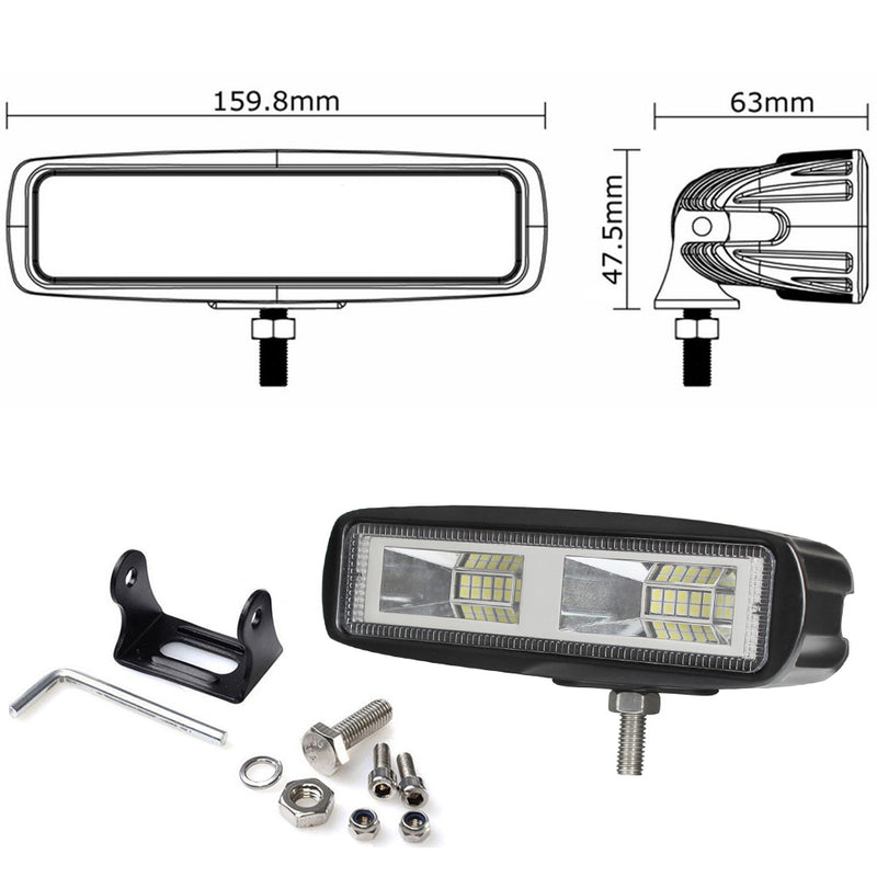 Pair 6inch 20w LED Work Driving Light Bar Ultra Flood Beam Lamp Reverse Offroad